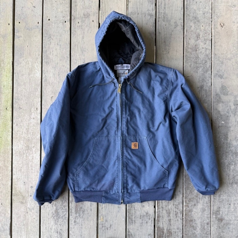 Carhartt Vintage Blue Duck Canvas Quilted Flannel Lined Active Jacket Large